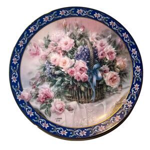 Vintage 1992 Lena Liu Limited Edition Collector Plate Roses Basket Bouquets